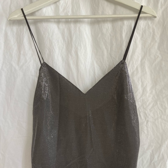 Zara Slip On Dress Party Cocktail Sparkle Metal Silver Size Medium NEW - Picture 6 of 16